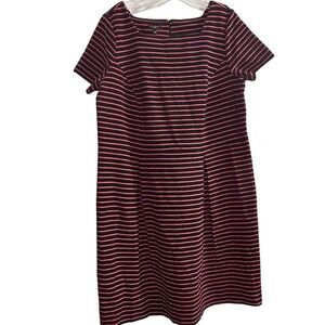 Talbots Women's Plus 14 A-Line Fit & Flare Stripe Dress Short Sleeve